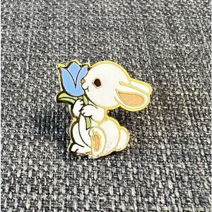 Vintage 1983 Bunny Hugging A Flower Hallmark Pin Lapel, Tie Tac